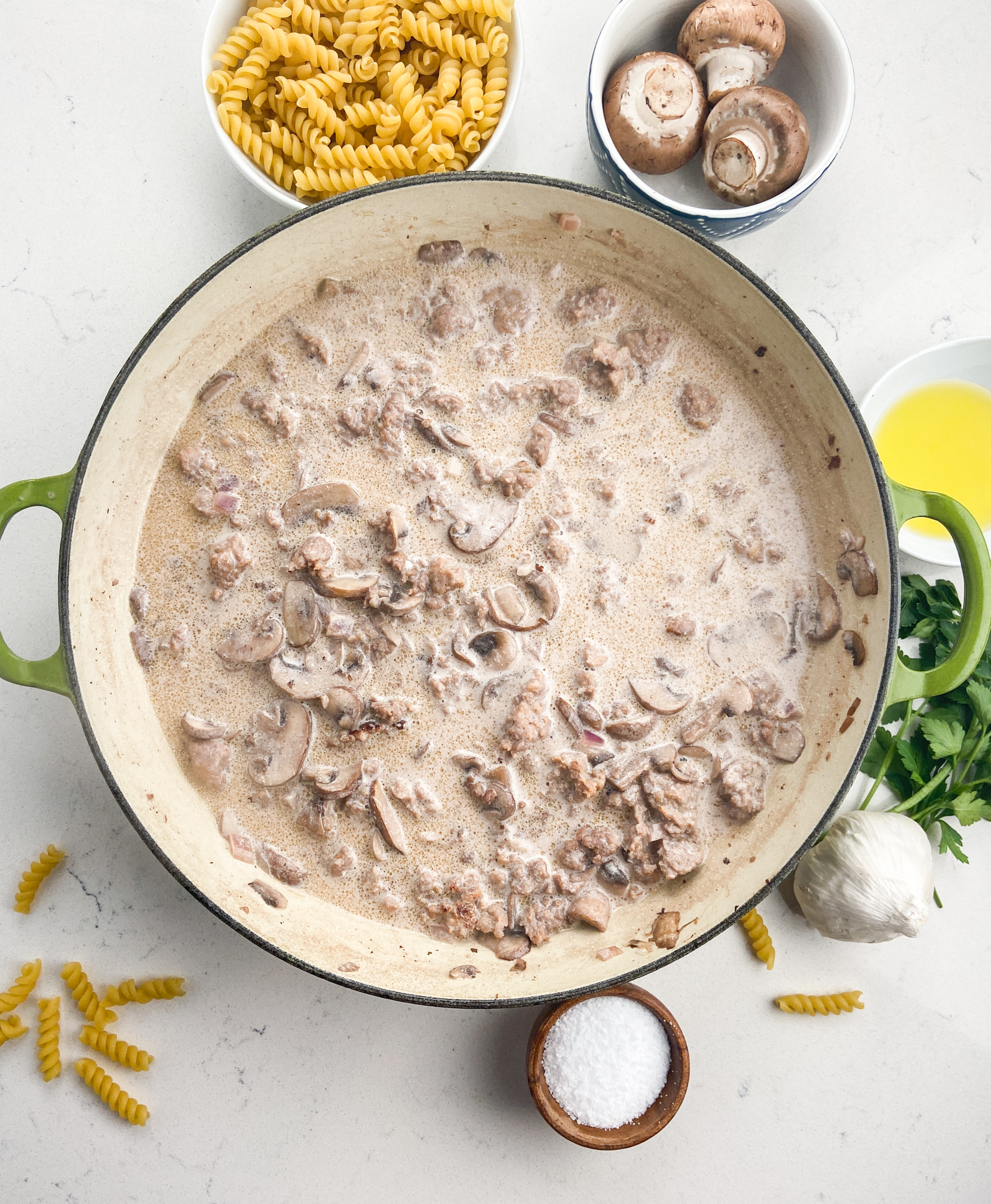 Creamy Mushroom And Sausage Pasta Life S Ambrosia