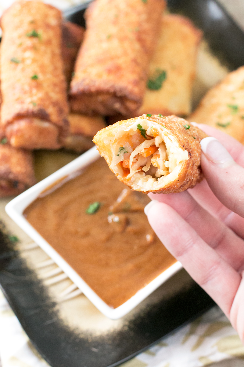 Shrimp Egg Rolls with Spicy Peanut Dipping Sauce - Life's Ambrosia