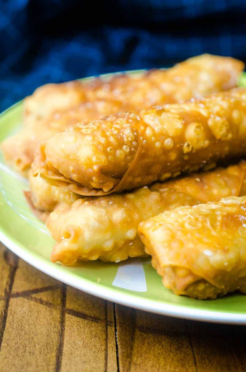This recipe for Ginger Chicken Egg Rolls make far less than the lumpia that I made growing up so they are done in a lot less time. But they are still full of all kinds of deliciousness.