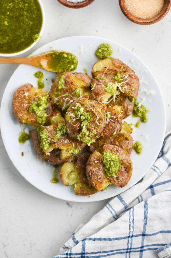 Pesto Smashed Potatoes