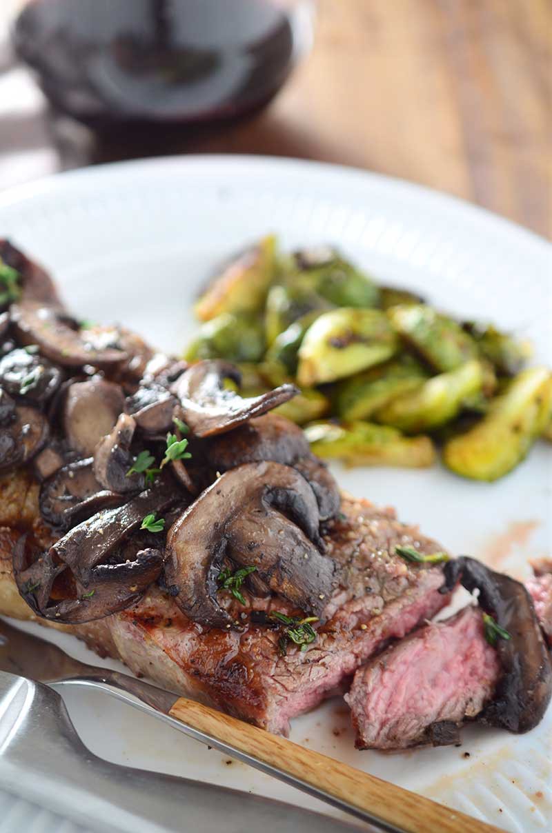 Ny Steak With Red Wine Mushrooms