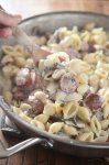 Dinner doesn't get more comforting than this Sausage and Mushroom Mac n' Cheese. This pasta is loaded with smoky sausage, mushrooms, swiss cheese and thyme. It's the perfect fall dinner!