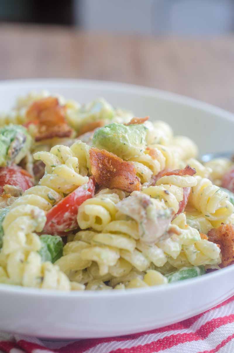 Bacon Tomato Avocado Pasta Salad - Life's Ambrosia