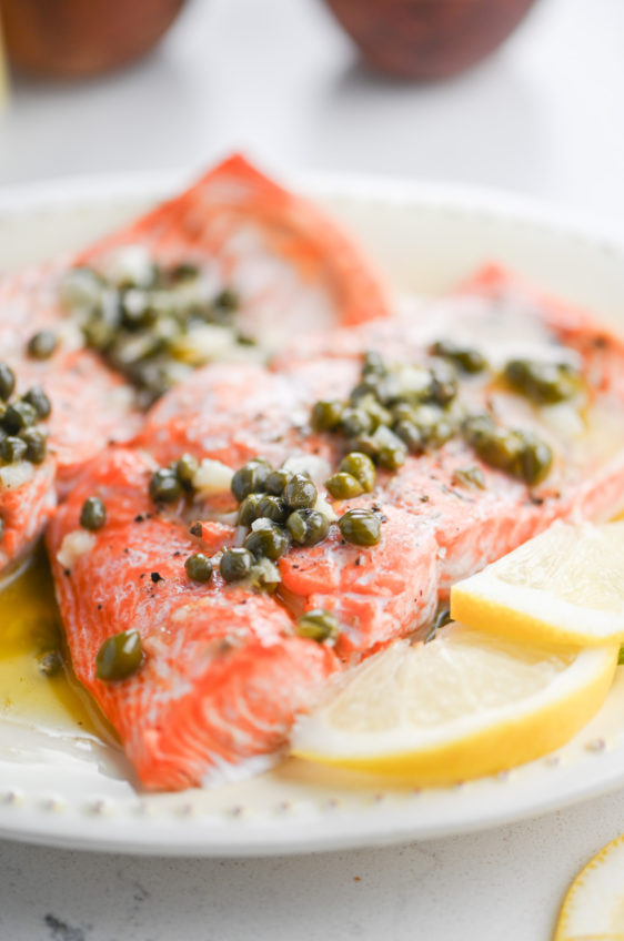 Baked Salmon with Lemon Caper Butter