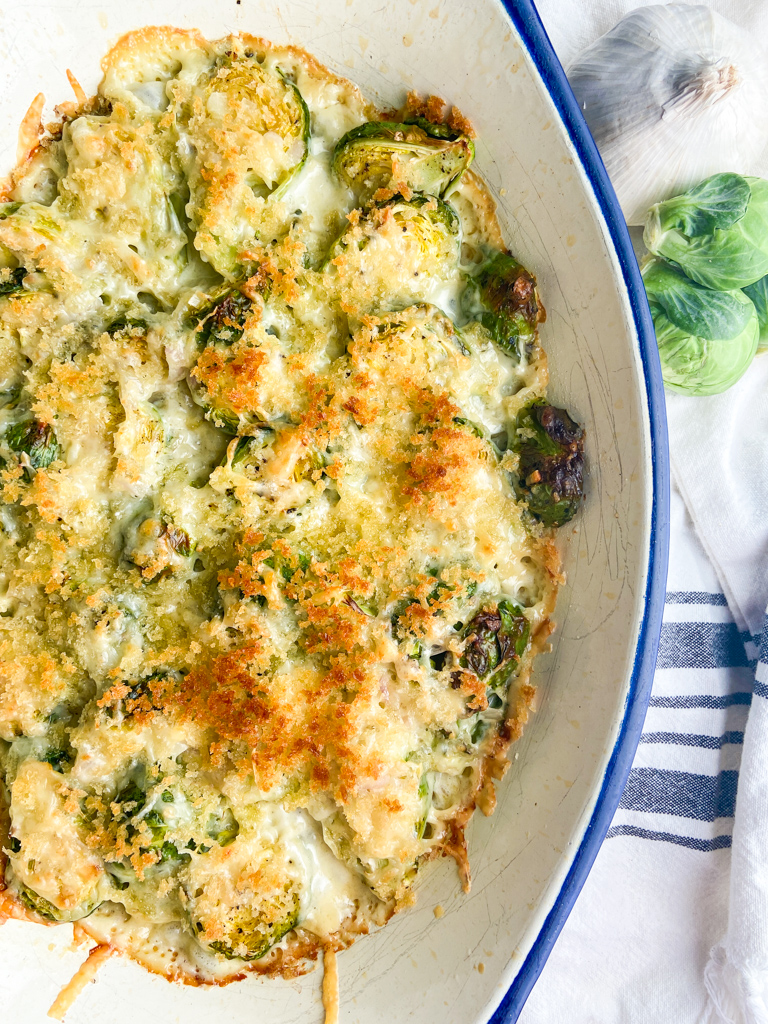 Cheesy Brussel Sprouts Gratin Recipe | Life's Ambrosia