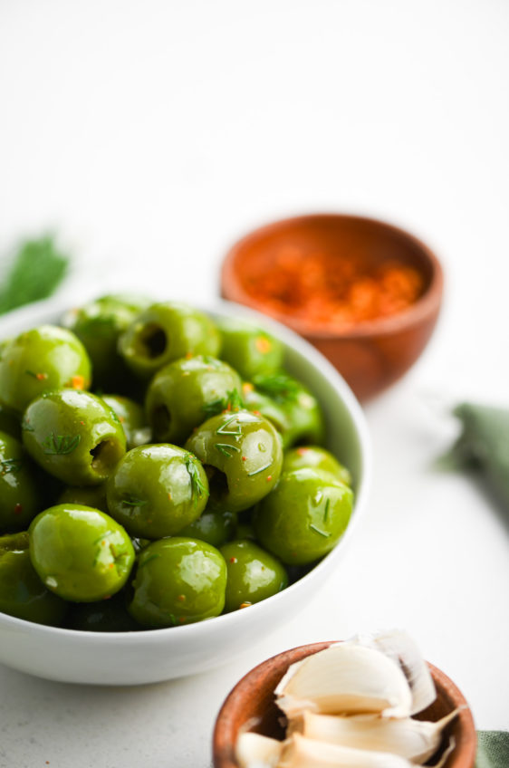 Dill Marinated Green Olives - Life's Ambrosia