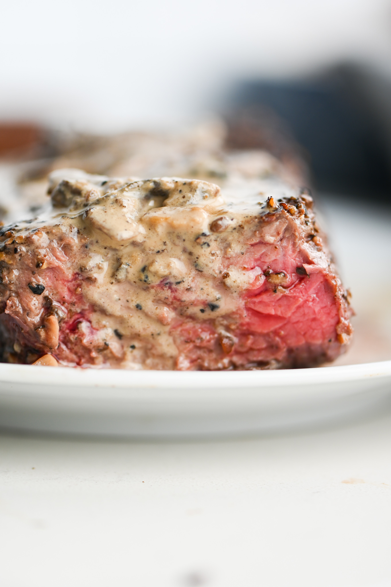 Peppercorn Sirloin Steak With Mushroom Sauce Lifes Ambrosia