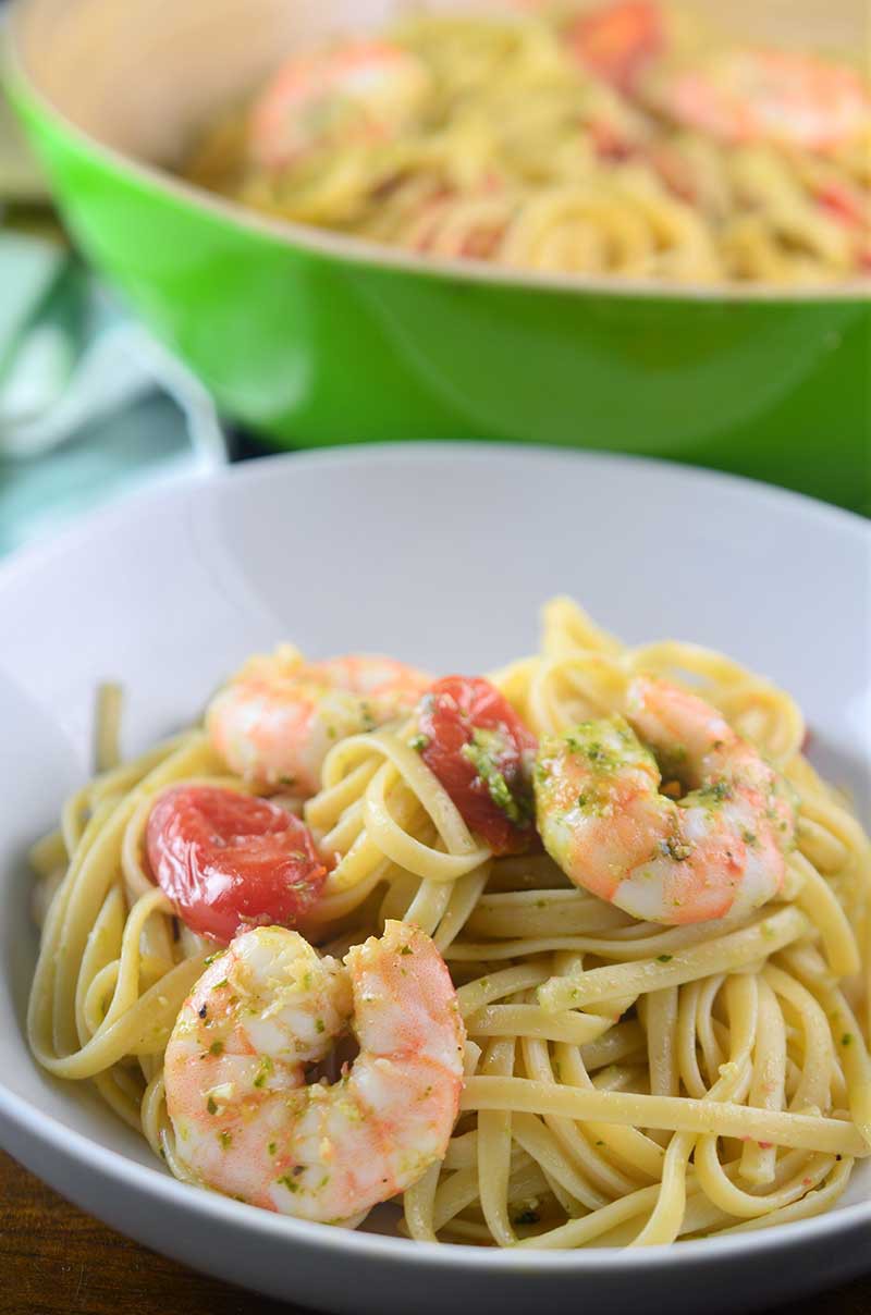 Roasted Shrimp Pesto Pasta