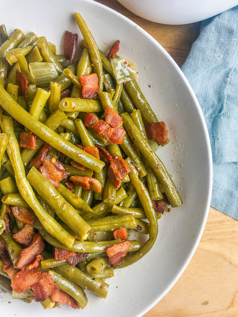 Southern Style Green Beans with Bacon - Life's Ambrosia