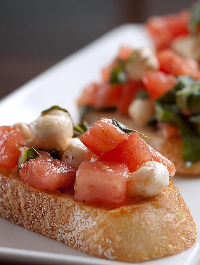 Heirloom Tomato and Mozzarella Bruschetta