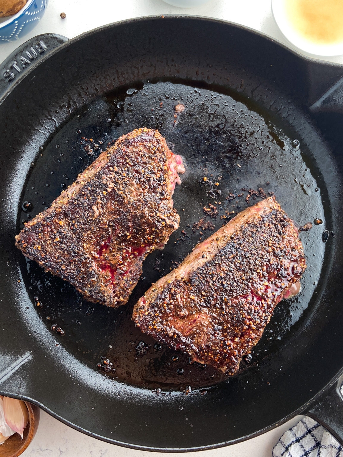 Peppercorn Sirloin Steak With Mushroom Sauce Lifes Ambrosia