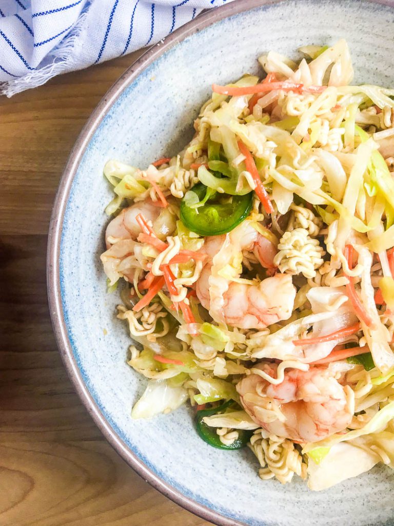 Ramen Noodle Salad with Sweet n' Spicy Shrimp - Life's Ambrosia