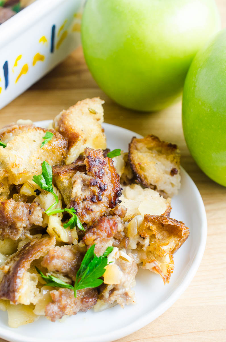 Apple Sausage Stuffing with Brie Recipe - Life's Ambrosia