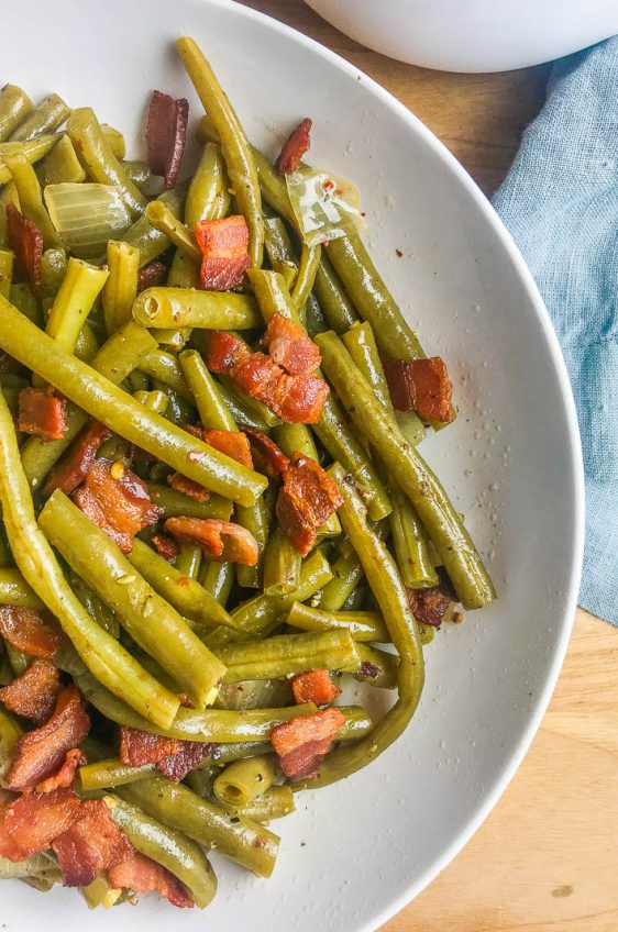 Southern Style Green Beans with Bacon - Life's Ambrosia