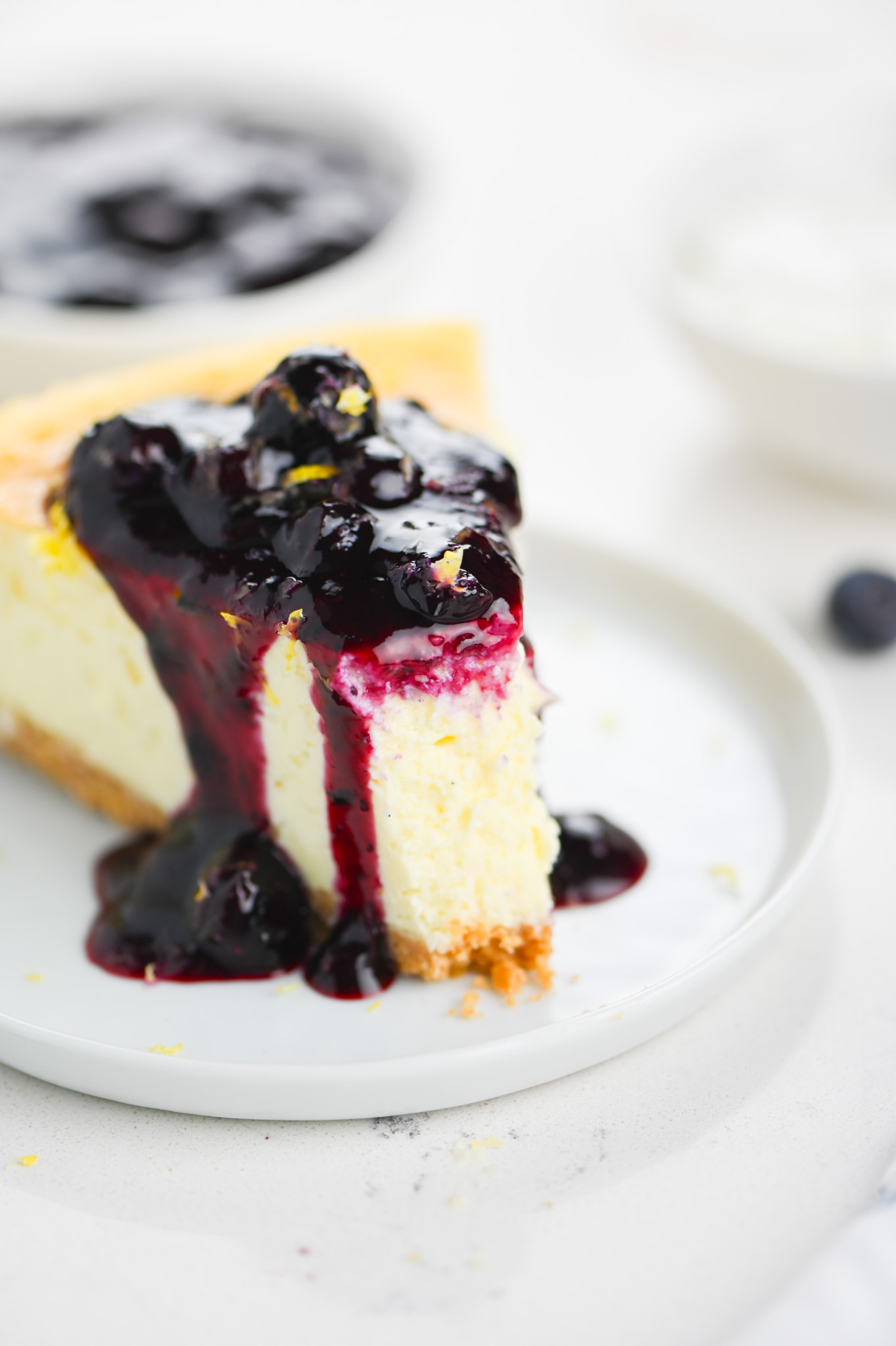 Vanilla Bean Cheesecake with Blueberry Sauce - Life's Ambrosia