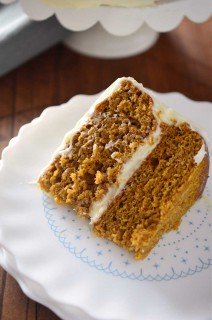 Pumpkin Cake with Amaretto Cream Cheese Frosting - Life's Ambrosia