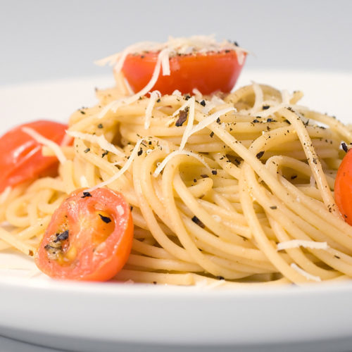 Spaghetti with Pecorino Romano, Pepper and Tomatoes - Life&amp;#39;s Ambrosia